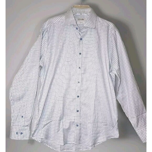 Men's Blue Checkered Casual Button Down Shirt - Picture 3 of 14